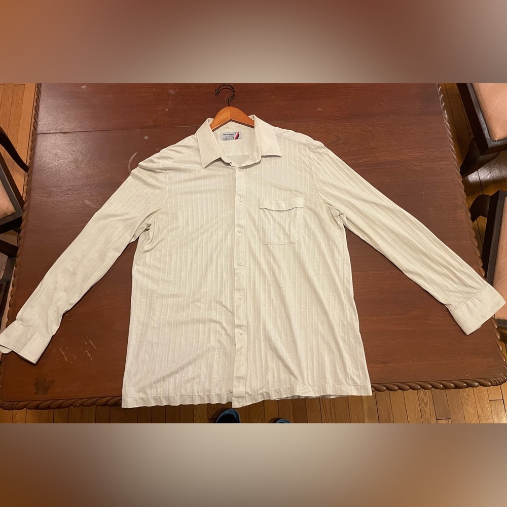 Vintage long sleeve off-white/light grey slim fit large shirt